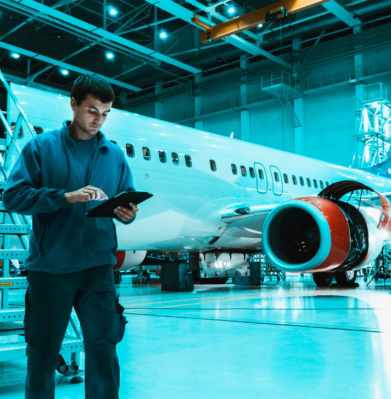 Defense industrial base – man working on aircraft